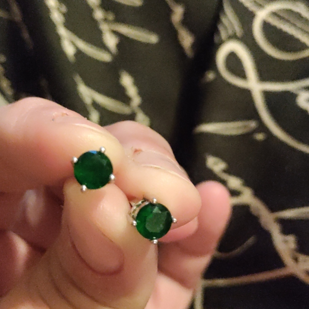 Emerald earrings sterling silver